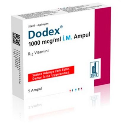 Dodex Vitamin B12 – 5 Ampoules – Injectable Cyanocobalamin