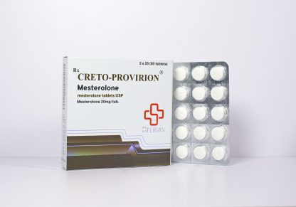 Box and blister pack of Beligas Creto-Proviron Mesterolone 25mg tablets