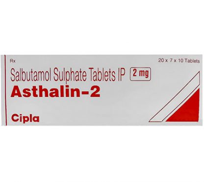 Asthalin 2mg Tablets – Cipla – Salbutamol – 30 Pack