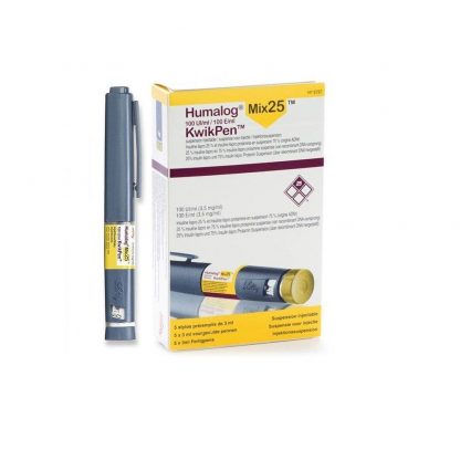 Humalog MIX 25 KwikPen – 100 IU Insulin Pens – Eli Lilly – Pack of 5