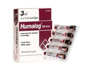 Humalog 100 IU/mL insulin cartridges – 5 x 3mL by Eli Lilly
