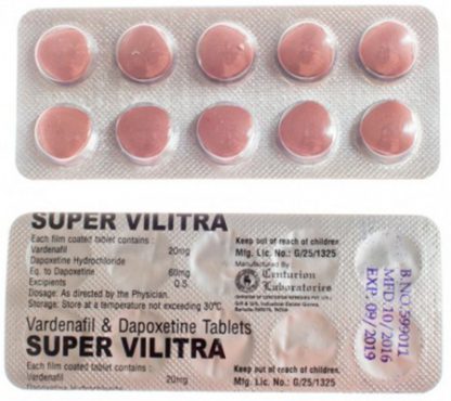 Super Vilitra – 20 tablets of Vardenafil 20mg and Dapoxetine 60mg from Centurion Labs