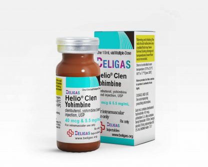 Vial of Beligas Clen Yohimbine featuring 40mcg Clenbuterol and 5.5mg/ml Yohimbine – 10ml fat burner injectable