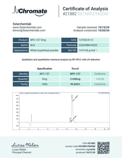 BPC-157 – 5mg – Body Protection Compound for Injury Recovery & Healing - Image 2