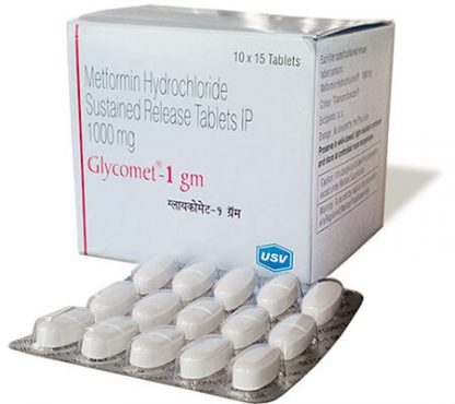 Glycomet 1000mg Metformin Tablets – USV – 100 Count